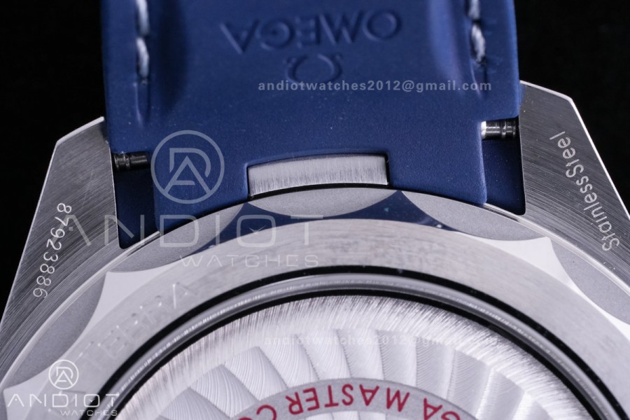 Aqua Terra GMT World timer 43mm VSF 1:1 Best Edition Deep Blue Dial on Blue Rubber Strap A8938 Super Clone