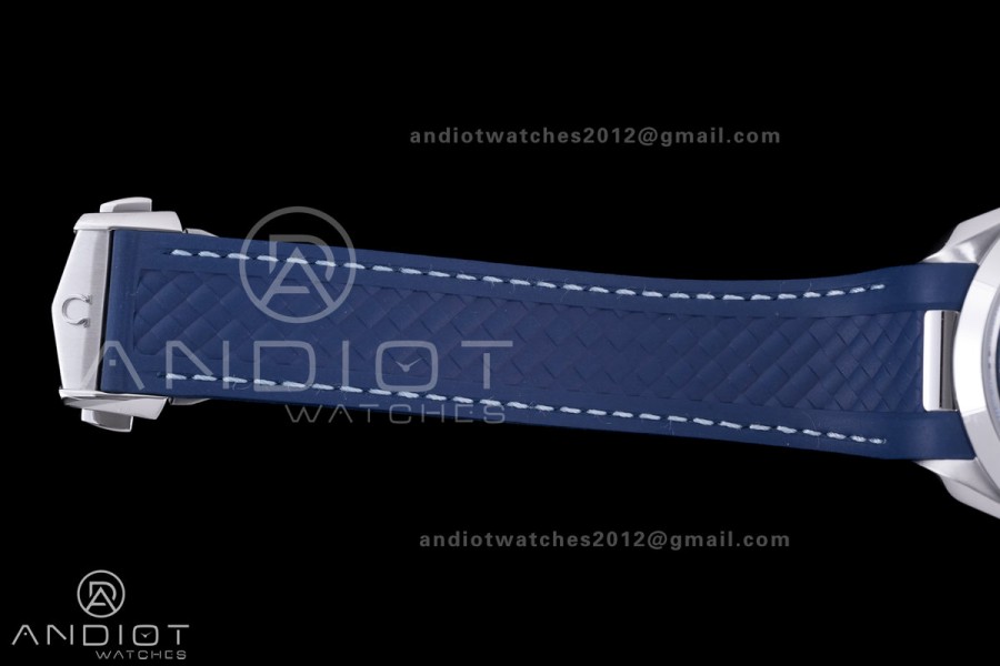 Aqua Terra GMT World timer 43mm VSF 1:1 Best Edition Deep Blue Dial on Blue Rubber Strap A8938 Super Clone