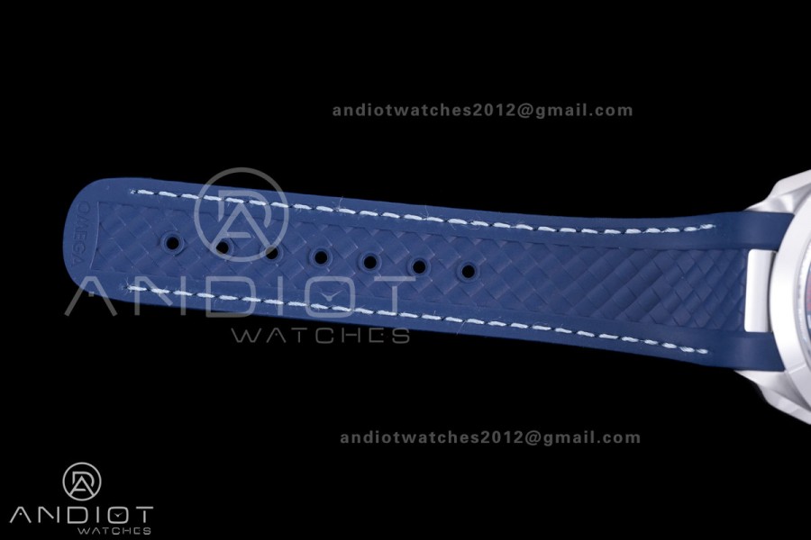Aqua Terra GMT World timer 43mm VSF 1:1 Best Edition Deep Blue Dial on Blue Rubber Strap A8938 Super Clone