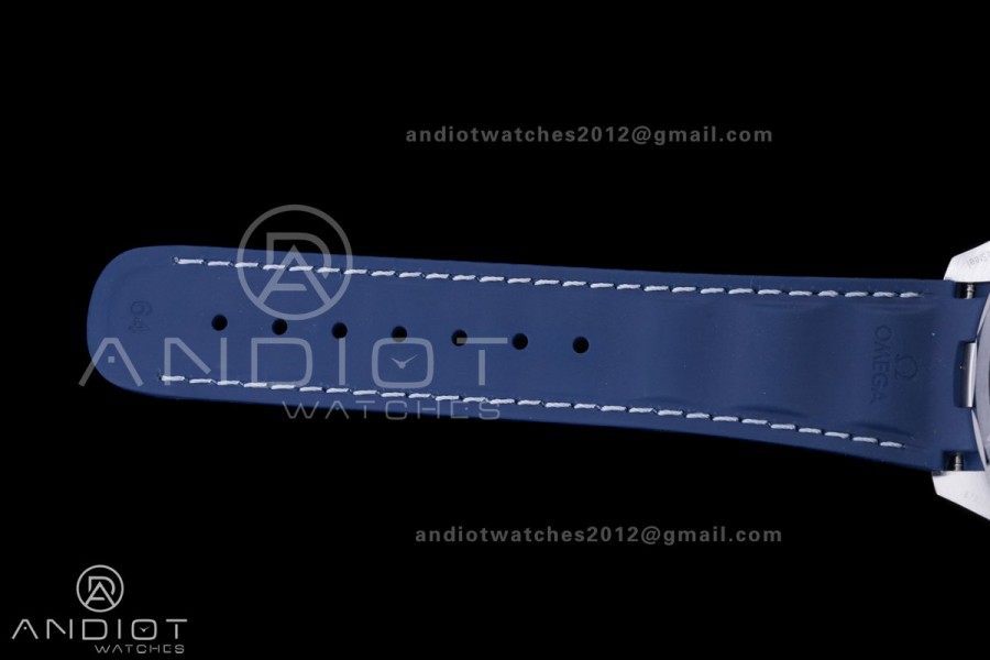 Aqua Terra GMT World timer 43mm VSF 1:1 Best Edition Deep Blue Dial on Blue Rubber Strap A8938 Super Clone