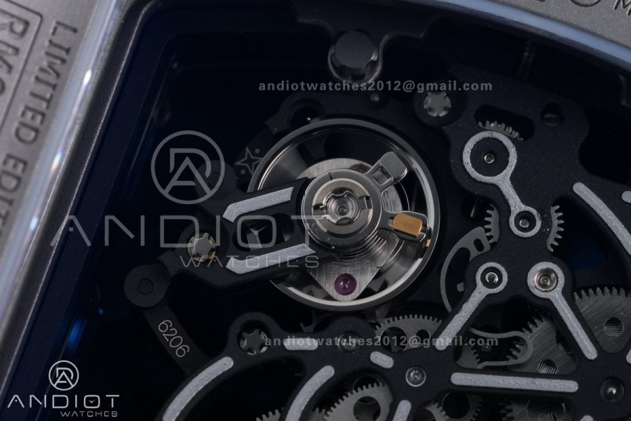 RM055 Gray Ceramic ZF 1:1 Best Edition on Gray Shark Rubber Strap RMUL2 Super Clone