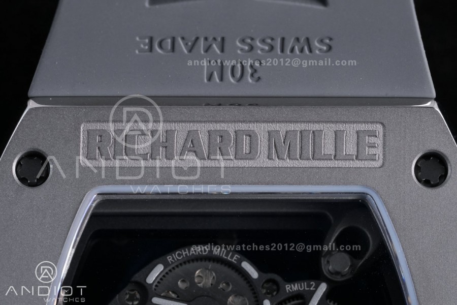 RM055 Gray Ceramic ZF 1:1 Best Edition on Gray Shark Rubber Strap RMUL2 Super Clone
