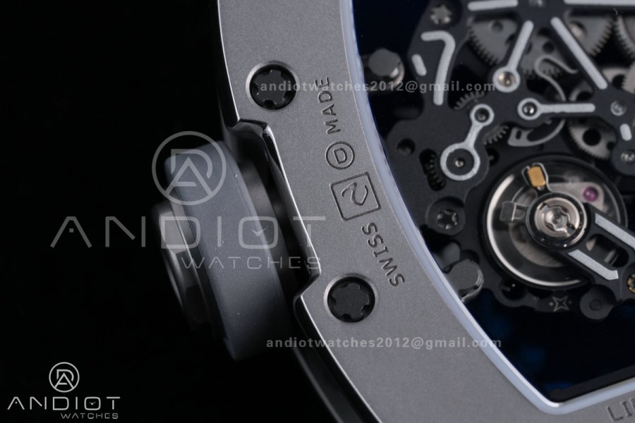 RM055 Gray Ceramic ZF 1:1 Best Edition on Gray Shark Rubber Strap RMUL2 Super Clone