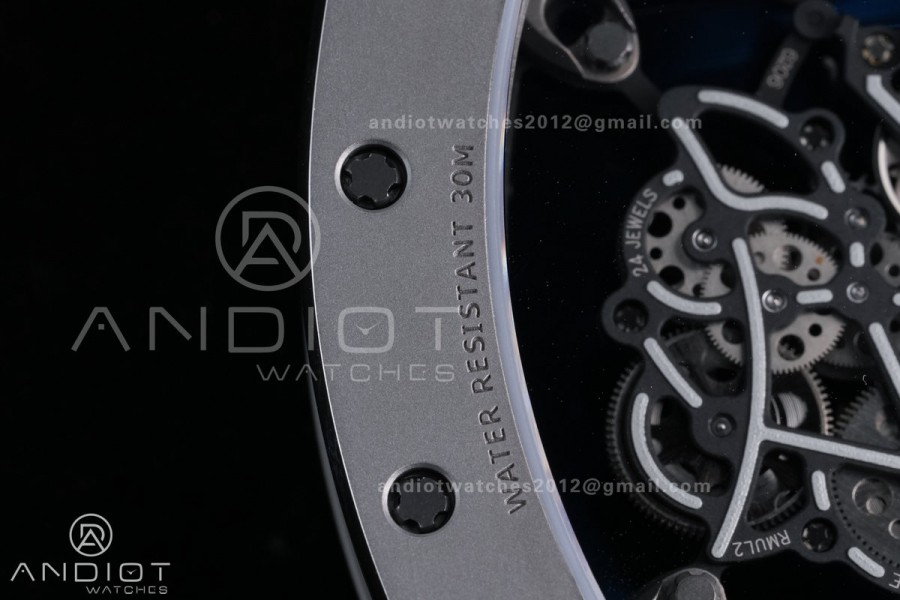RM055 Gray Ceramic ZF 1:1 Best Edition on Gray Shark Rubber Strap RMUL2 Super Clone