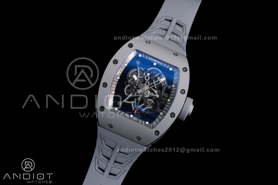 RM055 Gray Ceramic ZF 1:1 Best Edition on Gray Shark Rubber Strap RMUL2 Super Clone