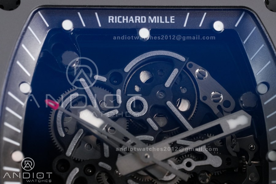 RM055 Gray Ceramic ZF 1:1 Best Edition on Gray Shark Rubber Strap RMUL2 Super Clone