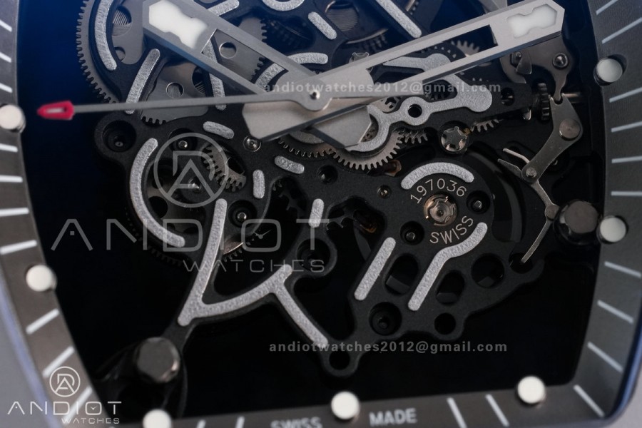 RM055 Gray Ceramic ZF 1:1 Best Edition on Gray Shark Rubber Strap RMUL2 Super Clone