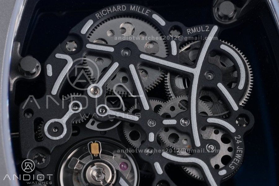 RM055 Gray Ceramic ZF 1:1 Best Edition on Gray Shark Rubber Strap RMUL2 Super Clone