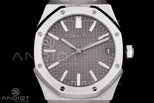Royal Oak 41mm 15510 "50th Anniversary" SS ZF 1:1 Best Edition Gray Textured Dial on SS Bracelet A4302