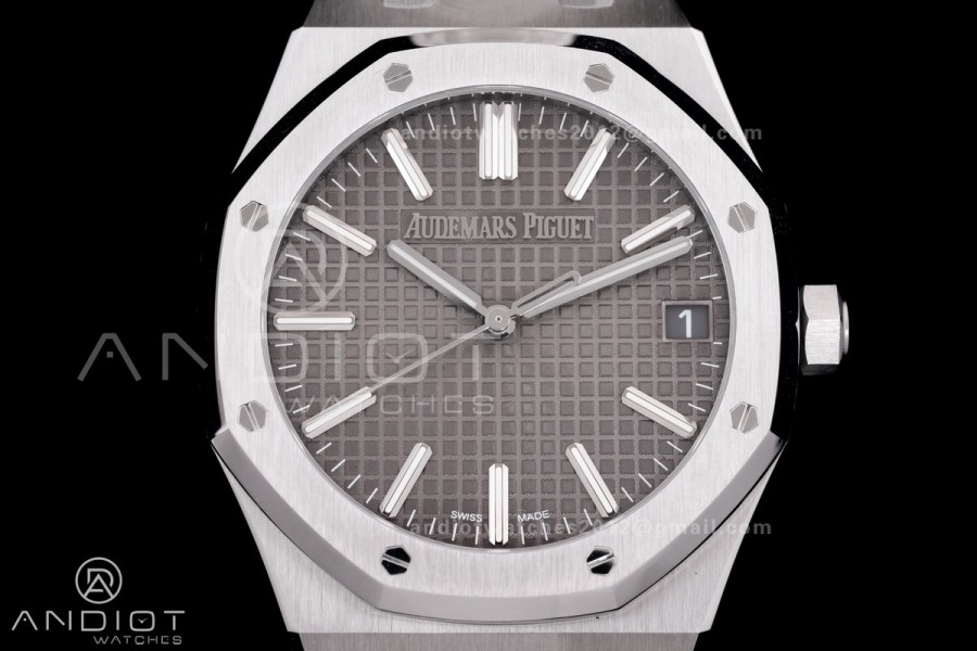 Royal Oak 41mm 15510 "50th Anniversary" SS ZF 1:1 Best Edition Gray Textured Dial on SS Bracelet A4302