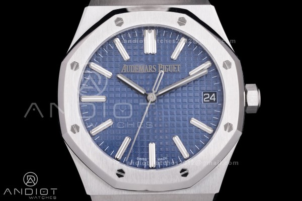 Royal Oak 41mm 15510 "50th Anniversary" SS ZF 1:1 Best Edition Blue Textured Dial on SS Bracelet A4302