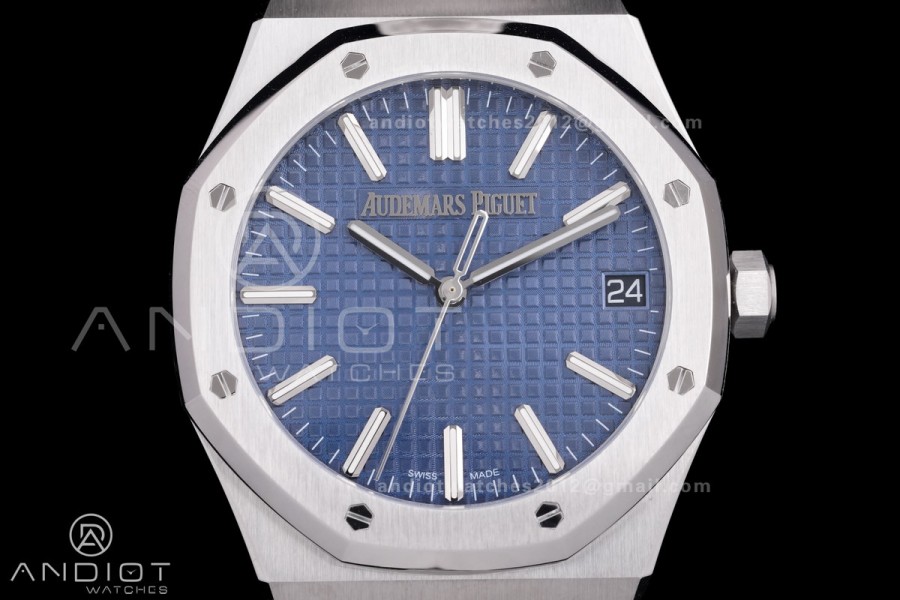 Royal Oak 41mm 15510 "50th Anniversary" SS ZF 1:1 Best Edition Blue Textured Dial on SS Bracelet A4302
