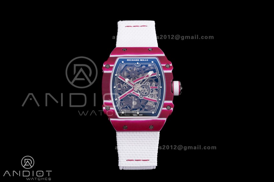Custom Made RM67-02 Mutaz Essa Red NTPT on White Nylon strap CRMA7 Clone