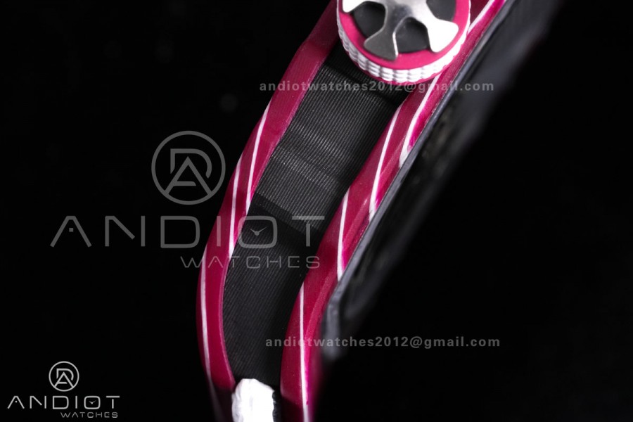 Custom Made RM67-02 Mutaz Essa Red NTPT on White Nylon strap CRMA7 Clone