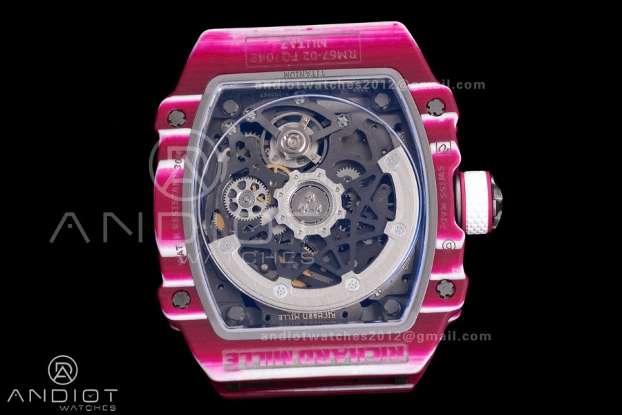 Custom Made RM67-02 Mutaz Essa Red NTPT on White Nylon strap CRMA7 Clone