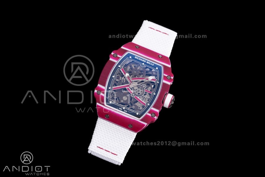 Custom Made RM67-02 Mutaz Essa Red NTPT on White Nylon strap CRMA7 Clone