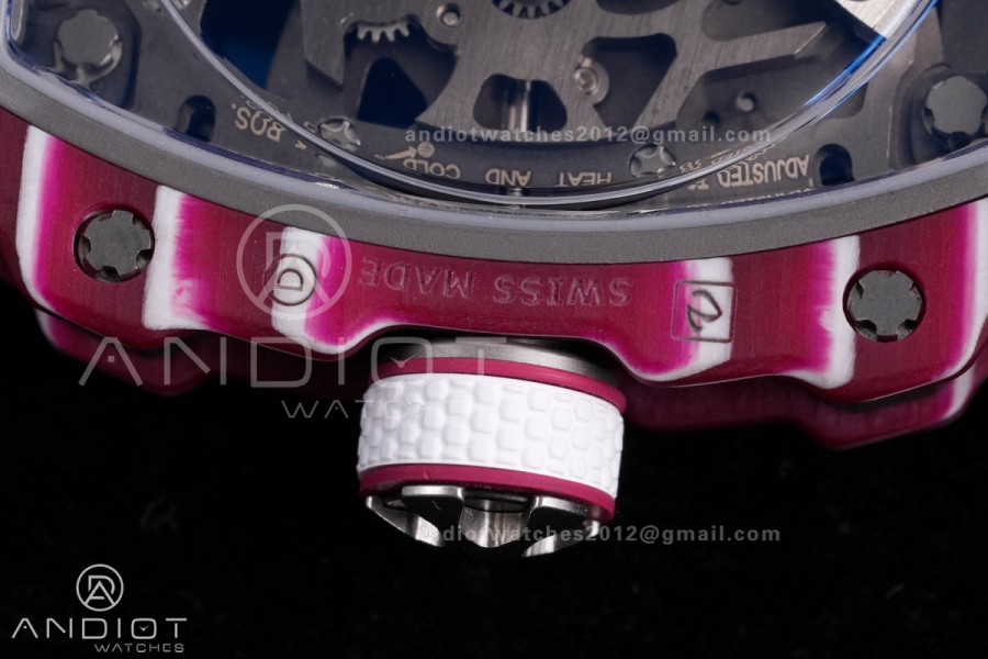 Custom Made RM67-02 Mutaz Essa Red NTPT on White Nylon strap CRMA7 Clone