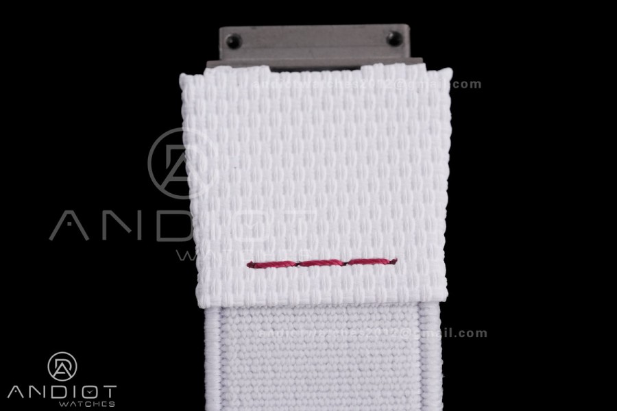 Custom Made RM67-02 Mutaz Essa Red NTPT on White Nylon strap CRMA7 Clone