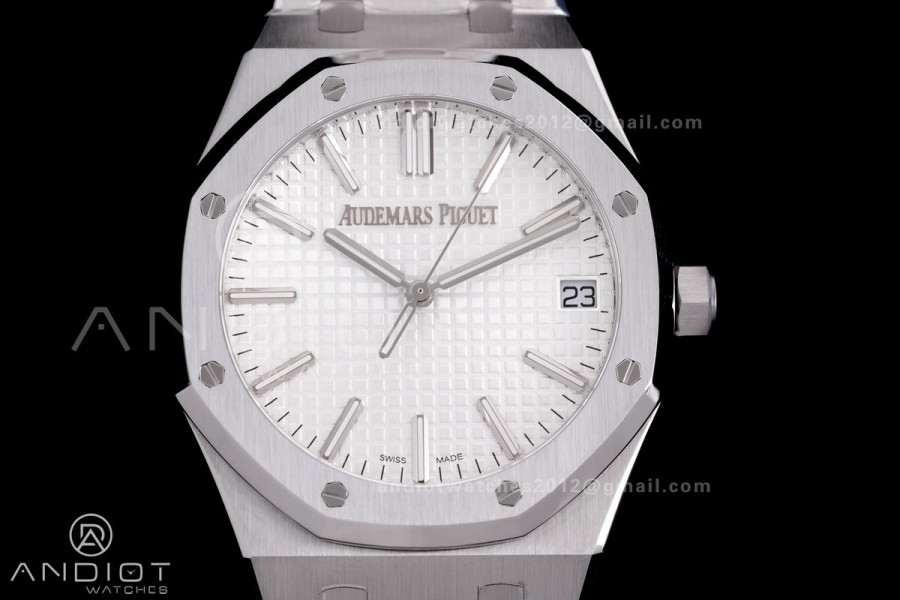 Royal Oak 41mm 15510 "50th Anniversary" SS ZF 1:1 Best Edition White Textured Dial on SS Bracelet A4302