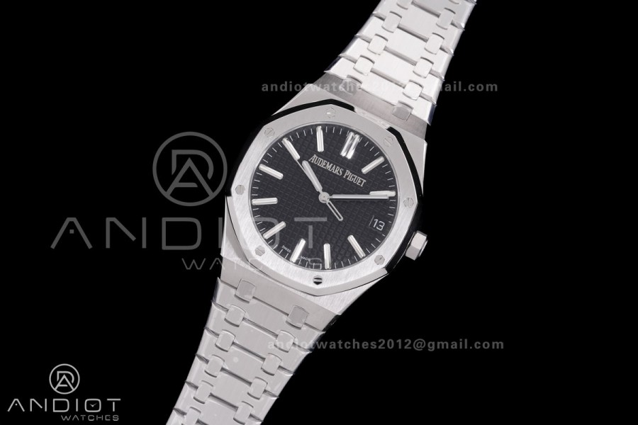 Royal Oak 41mm 15510 "50th Anniversary" SS ZF 1:1 Best Edition Black Textured Dial on SS Bracelet A4302