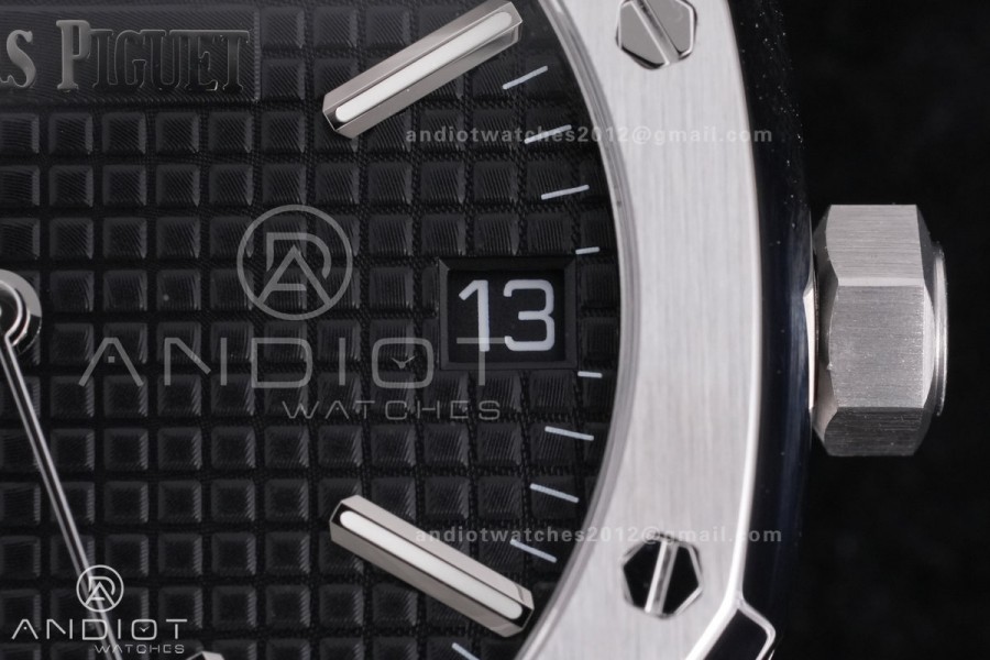 Royal Oak 41mm 15510 "50th Anniversary" SS ZF 1:1 Best Edition Black Textured Dial on SS Bracelet A4302