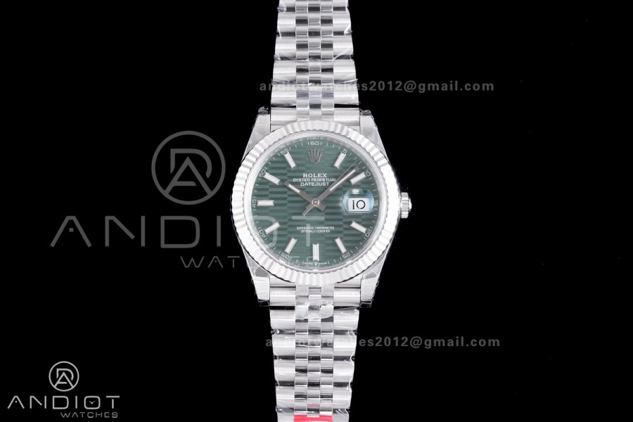DateJust 41 126334 904L SS VSF 1:1 Best Edition Green Textured Dial on Jubilee Bracelet VS3235