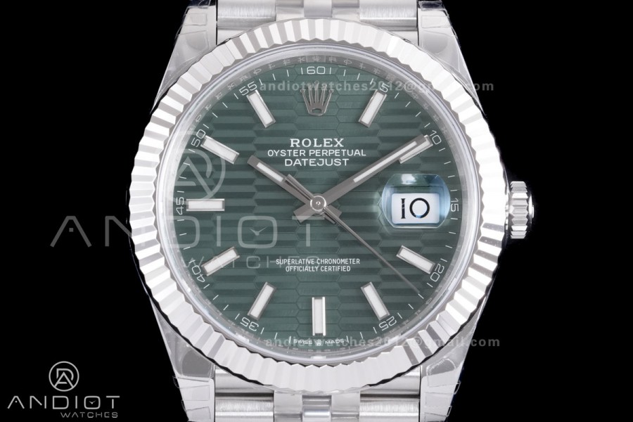DateJust 41 126334 904L SS VSF 1:1 Best Edition Green Textured Dial on Jubilee Bracelet VS3235