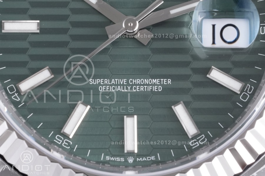 DateJust 41 126334 904L SS VSF 1:1 Best Edition Green Textured Dial on Jubilee Bracelet VS3235