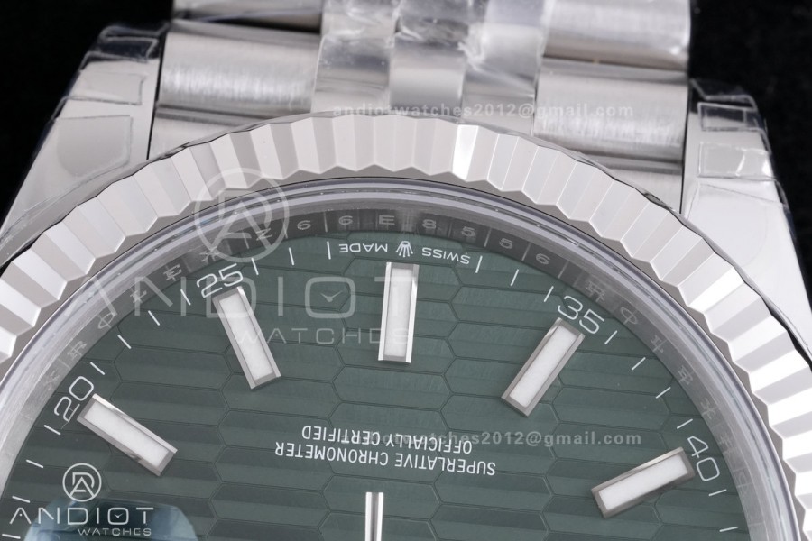 DateJust 41 126334 904L SS VSF 1:1 Best Edition Green Textured Dial on Jubilee Bracelet VS3235