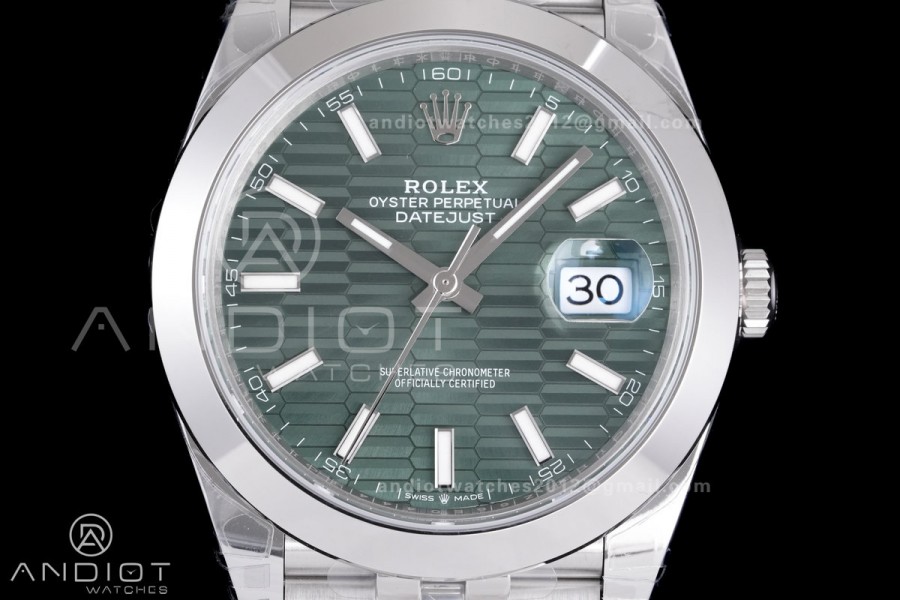 DateJust 41 126300 904L SS VSF 1:1 Best Edition Green Textured Dial on Jubilee Bracelet VS3235