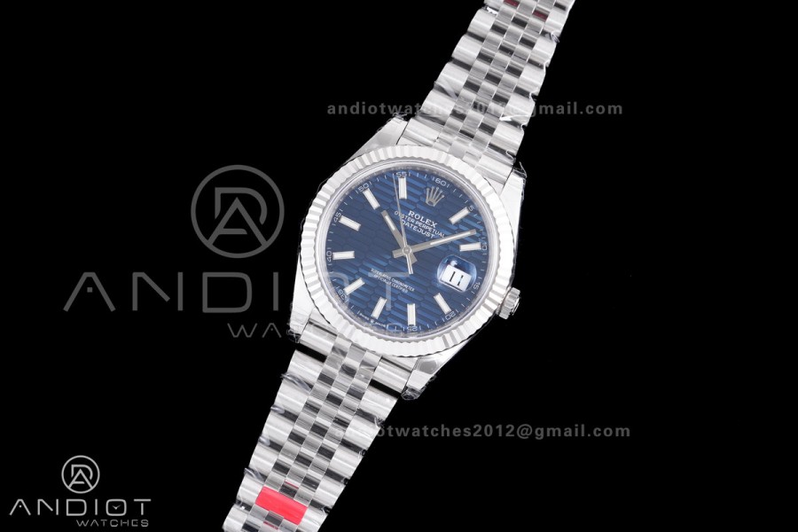 DateJust 41 126334 904L SS VSF 1:1 Best Edition Blue Textured Dial on Jubilee Bracelet VS3235