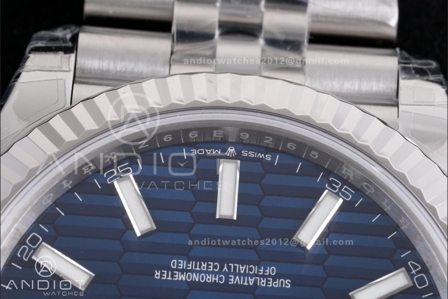 DateJust 41 126334 904L SS VSF 1:1 Best Edition Blue Textured Dial on Jubilee Bracelet VS3235