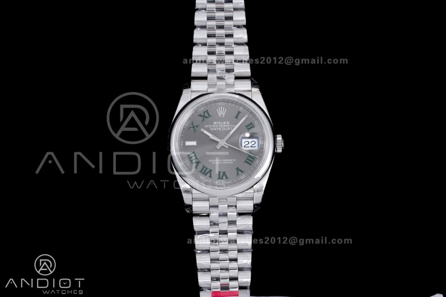 DateJust 36 SS 126200 VSF 1:1 Best Edition 904L Steel Gray Green Roman Dial on Jubilee Bracelet VS3235
