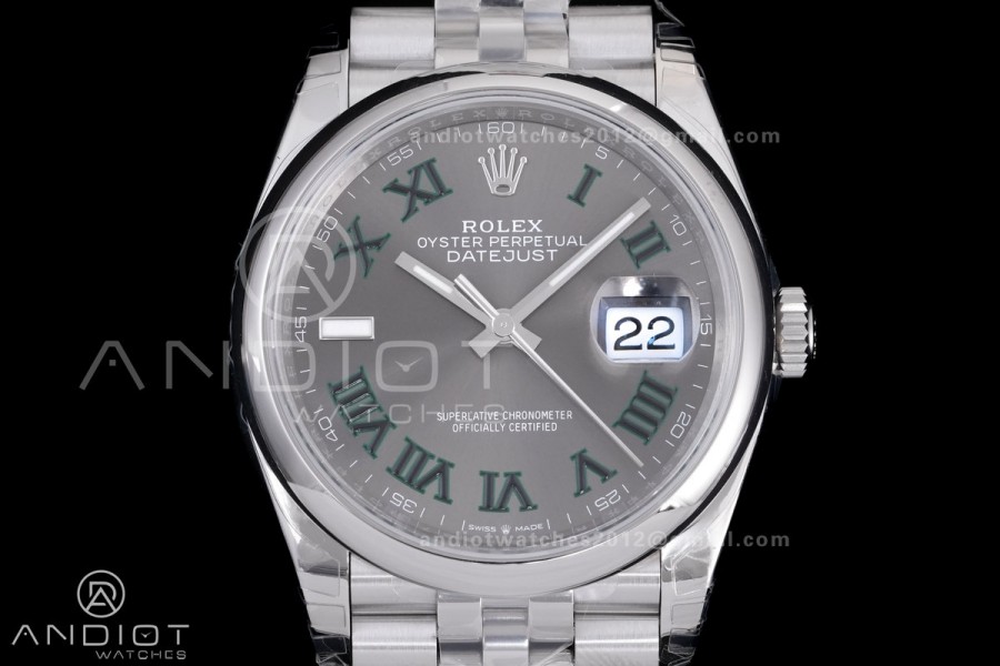 DateJust 36 SS 126200 VSF 1:1 Best Edition 904L Steel Gray Green Roman Dial on Jubilee Bracelet VS3235