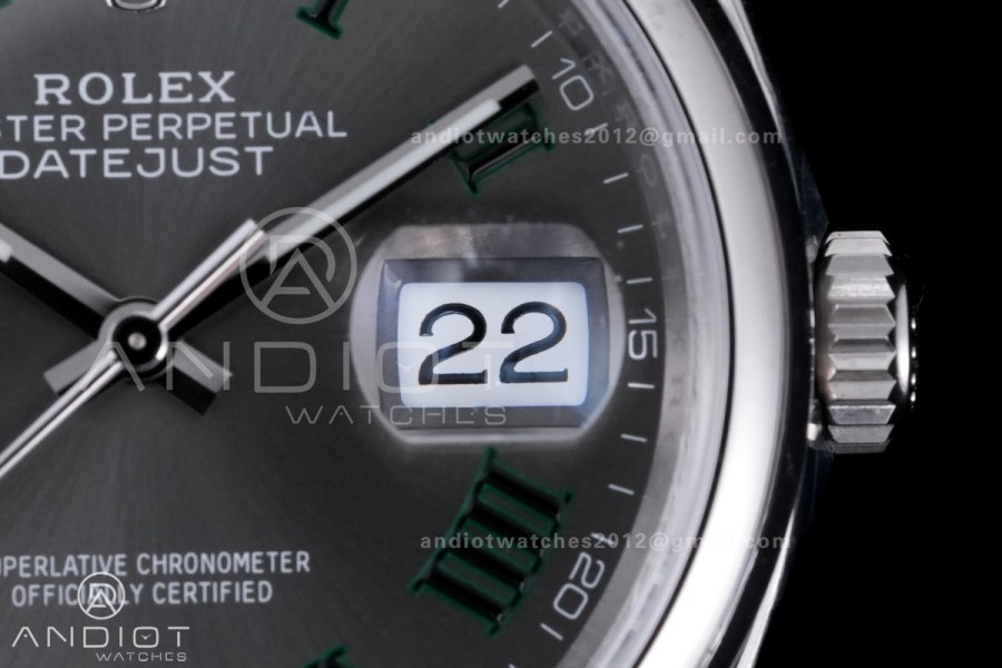 DateJust 36 SS 126200 VSF 1:1 Best Edition 904L Steel Gray Green Roman Dial on Jubilee Bracelet VS3235