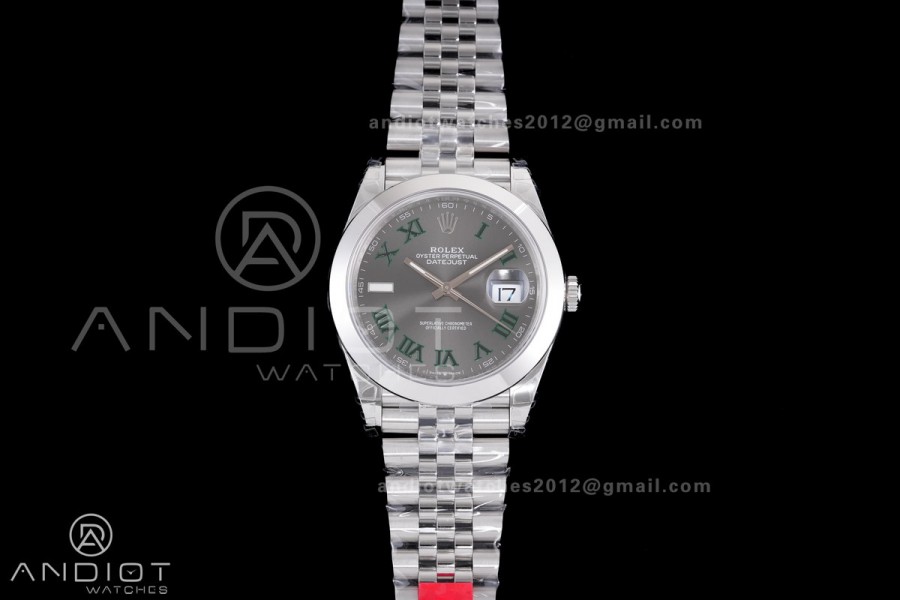 DateJust 41 126300 904L SS VSF 1:1 Best Edition Gray Dial Green Roman on Jubilee Bracelet VS3235
