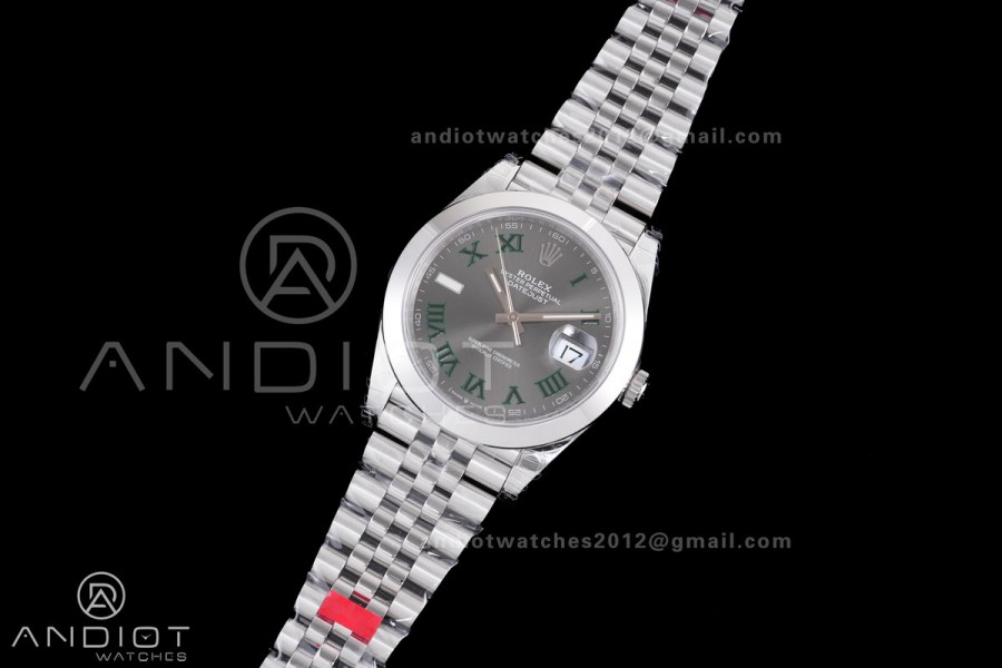 DateJust 41 126300 904L SS VSF 1:1 Best Edition Gray Dial Green Roman on Jubilee Bracelet VS3235