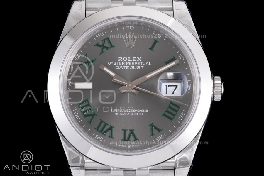 DateJust 41 126300 904L SS VSF 1:1 Best Edition Gray Dial Green Roman on Jubilee Bracelet VS3235