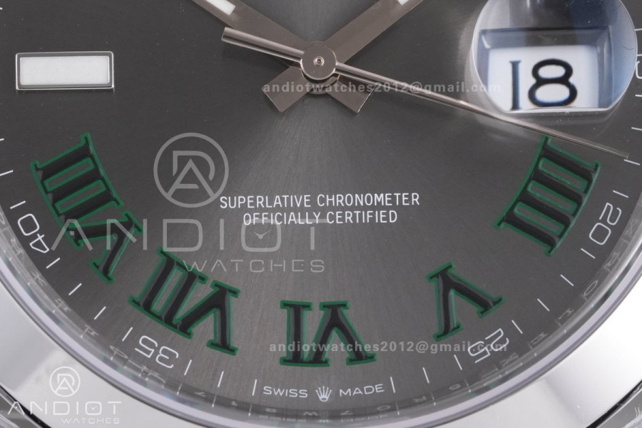 DateJust 41 126300 904L SS VSF 1:1 Best Edition Gray Dial Green Roman on Jubilee Bracelet VS3235