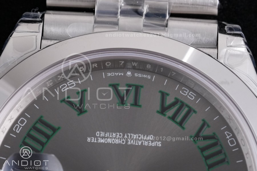 DateJust 41 126300 904L SS VSF 1:1 Best Edition Gray Dial Green Roman on Jubilee Bracelet VS3235