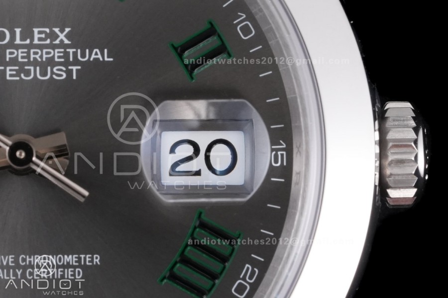 DateJust 41 126300 904L SS VSF 1:1 Best Edition Gray Dial Green Roman on Jubilee Bracelet VS3235