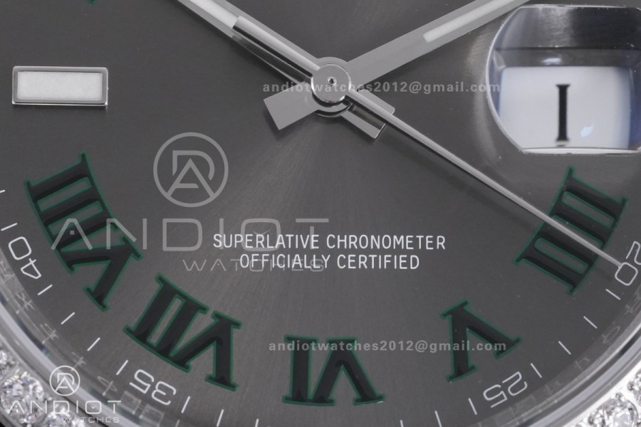 DateJust 36 SS 126284 VSF 1:1 Wimbledon Best Edition 904L Steel Gray Green Roman Dial Diamond Bezel on Jubilee Bracelet VS3235