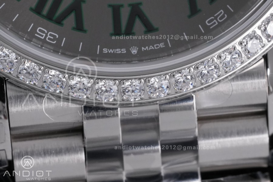 DateJust 36 SS 126284 VSF 1:1 Wimbledon Best Edition 904L Steel Gray Green Roman Dial Diamond Bezel on Jubilee Bracelet VS3235