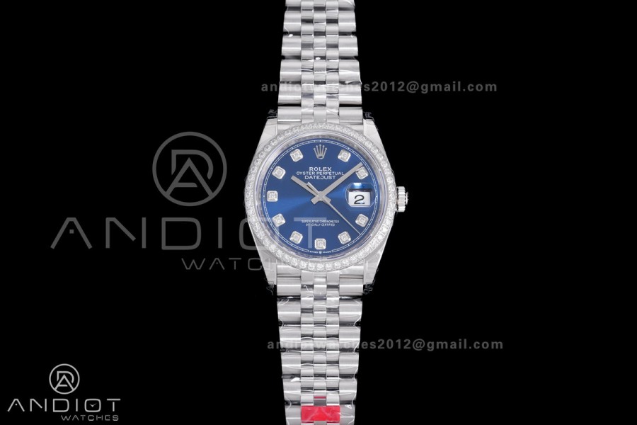 DateJust 36 SS 126284 VSF 1:1 Best Edition 904L Steel Blue Diamonds Dial & bezel on Jubilee Bracelet VS3235