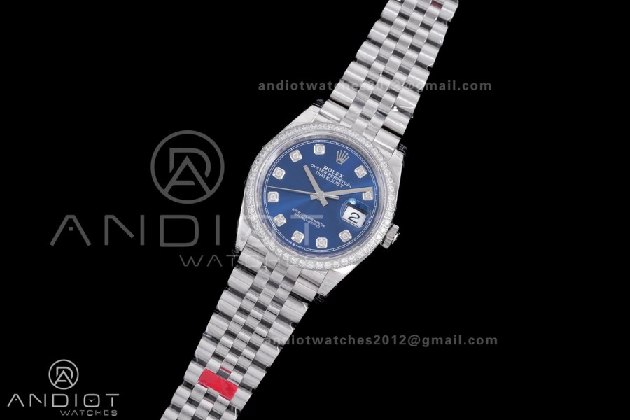 DateJust 36 SS 126284 VSF 1:1 Best Edition 904L Steel Blue Diamonds Dial & bezel on Jubilee Bracelet VS3235