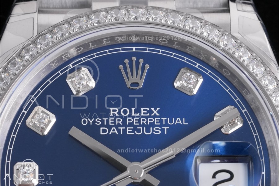 DateJust 36 SS 126284 VSF 1:1 Best Edition 904L Steel Blue Diamonds Dial & bezel on Jubilee Bracelet VS3235