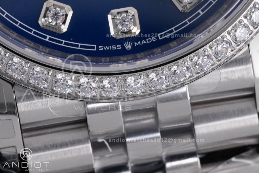 DateJust 36 SS 126284 VSF 1:1 Best Edition 904L Steel Blue Diamonds Dial & bezel on Jubilee Bracelet VS3235