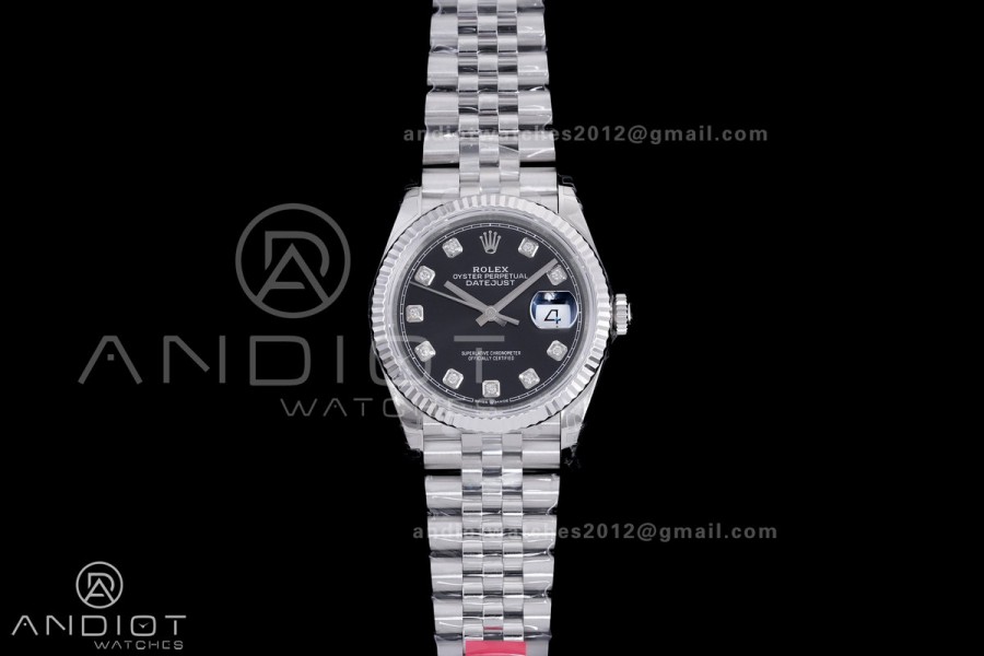 DateJust 36 SS 126234 VSF 1:1 Best Edition 904L Steel Black Diamonds Dial on Jubilee Bracelet VS3235