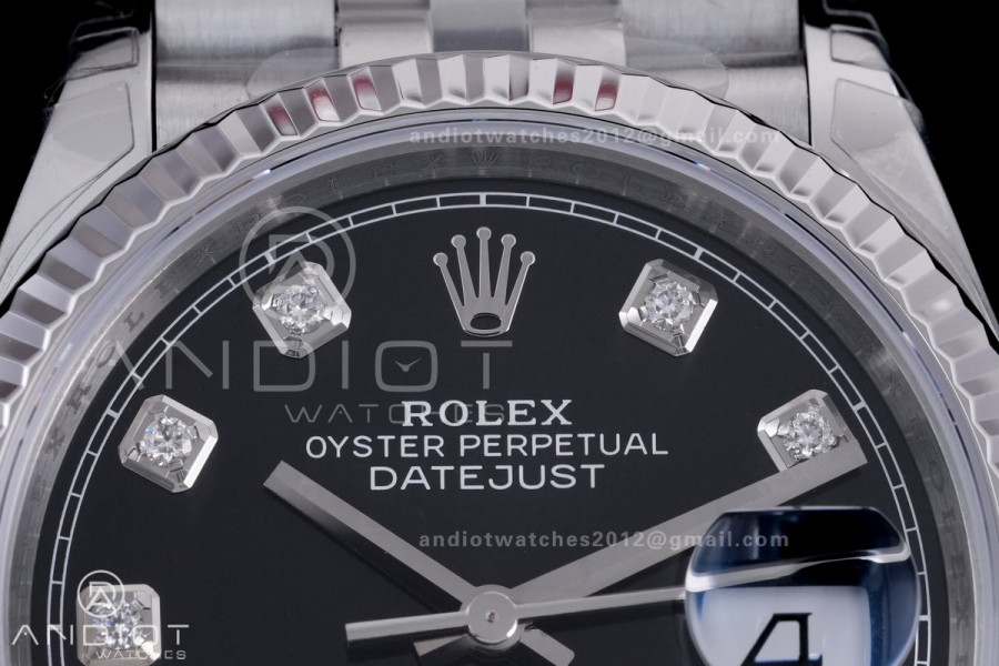 DateJust 36 SS 126234 VSF 1:1 Best Edition 904L Steel Black Diamonds Dial on Jubilee Bracelet VS3235