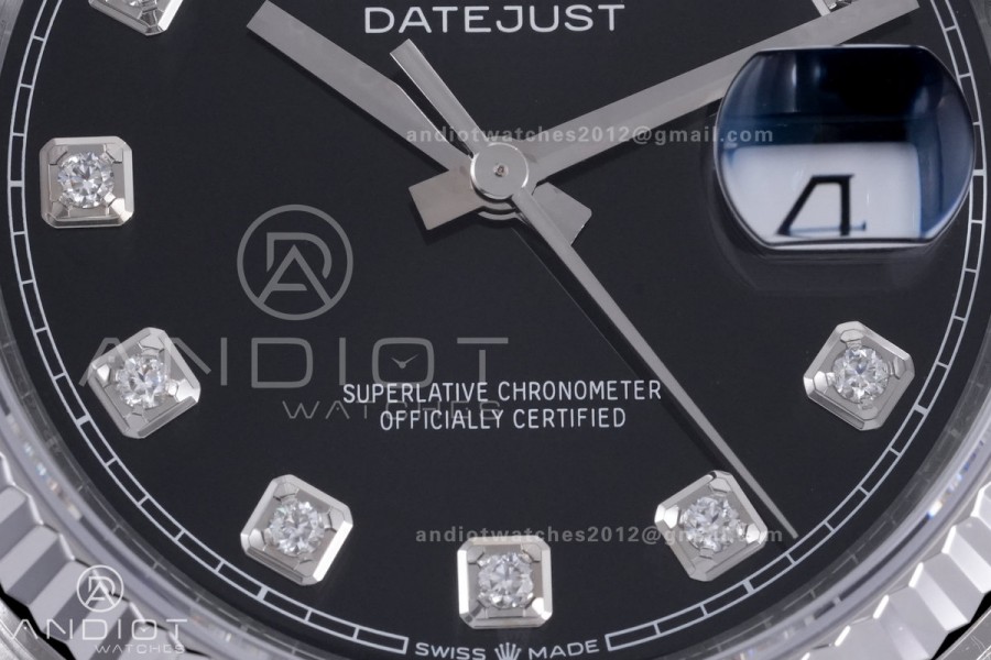 DateJust 36 SS 126234 VSF 1:1 Best Edition 904L Steel Black Diamonds Dial on Jubilee Bracelet VS3235